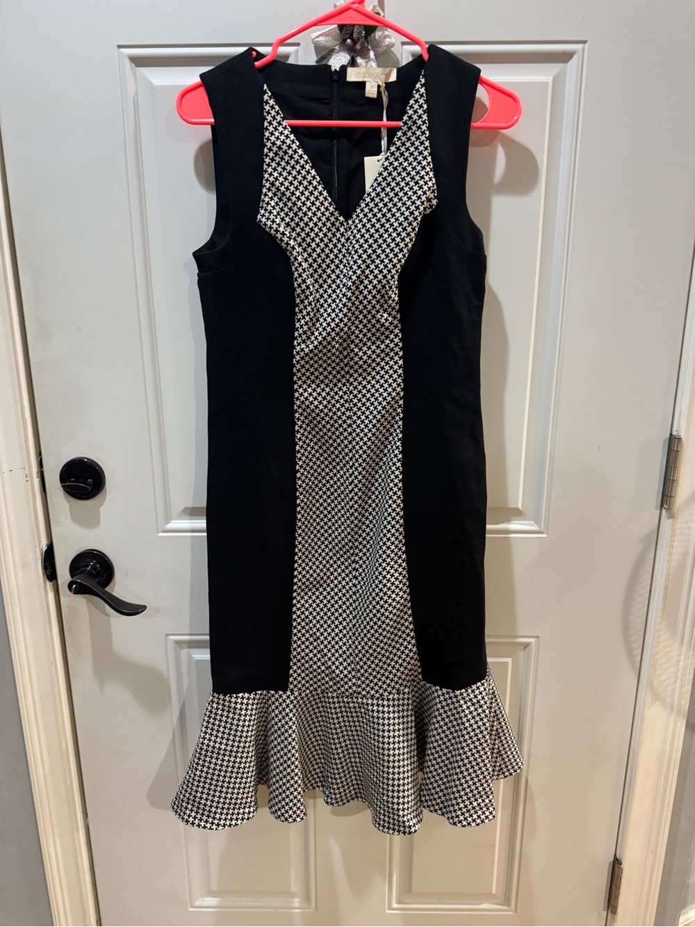 Etcetera Black & White Houndstooth Midi Dress
